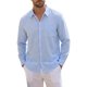 thumbnail image 4 of Camisa de Manga Larga a Cuadros para Hombre INSPIRE CHIC, Casual de Negocios, Camisas a Cuadros con Botones M Azul, 4 of 5