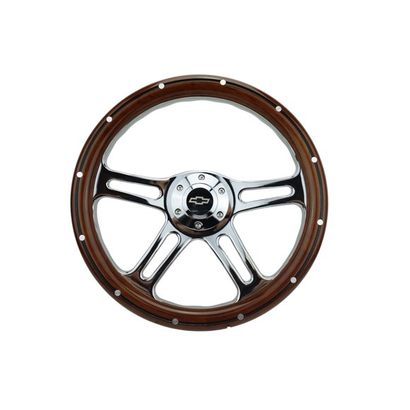 Volante Newworldmotoring de 36 cm con recubrimiento de madera y cromo