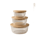 thumbnail image 1 of Set bowls vidrio herméticos tapa bambú 3 piezas cocina, 1 of 3