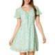 thumbnail image 4 of Vestido de Chifón con Cremallera y Cordones de Manga Corta Acampanada con Escote en V Floral para Mujer de INSPIRE CHIC en Verde Claro, 4 of 8
