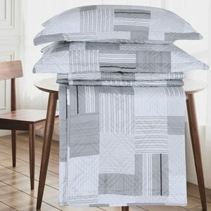 Quilt Andes Estampado Patchwork Gris