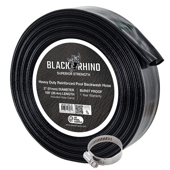 Manguera de retrolavado de piscinas U.S. Pool Supply Black Rhino de 51 mm x 30,4 m