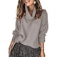 thumbnail image 3 of 1 suéter de cuello alto - gris Otoño e invierno Sudadera con capucha de mujer Suéter de punto de cuello alto, 3 of 5