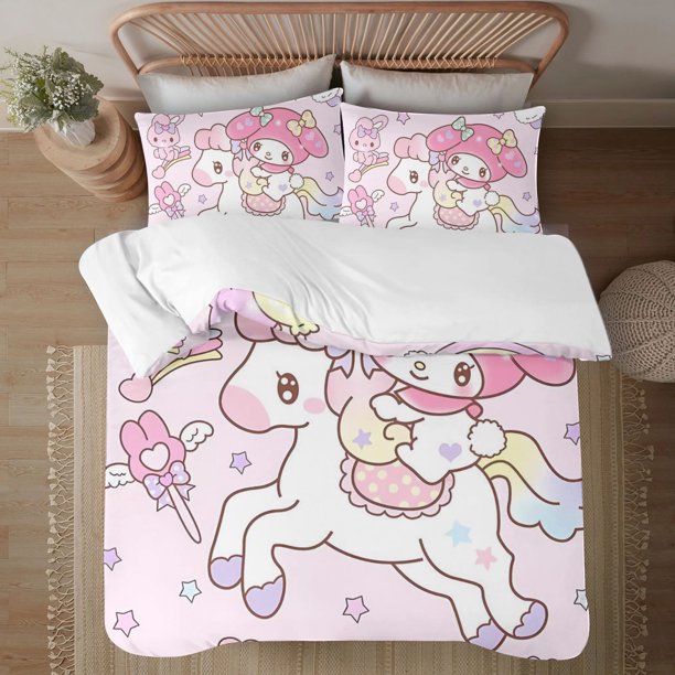My Melody Soft 3D Printed Duvet Cover Bedding Set with Comforter Cover 3 Piece Set