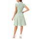 thumbnail image 3 of INSPIRE CHIC Vestido Camisero de Mujer Regreso a Clases Mangas Cortas Cuello en Punta Cinturón Botones Vestido Medio Verde Salvia L, 3 of 6