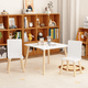 thumbnail image 1 of Kids Table and 2 Chairs Set, 3 Pieces Toddler Table and Chair Set, Wooden Activity Play Table Set (White), 1 of 3
