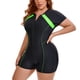 thumbnail image 4 of Agnes Orinda Traje de Baño de Surf de Una Pieza para Mujer Talla Grande Boyleg Guard Manga Corta Media Cremallera Playa Vacaciones Traje de Baño 1X Negro Verde, 4 of 9
