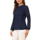 thumbnail image 4 of INSPIRE CHIC Blusa de Chifón para Mujer de Regreso a Clases Cuello de Ojal Manga de Patchwork Elegante Top de Trabajo M Azul Oscuro, 4 of 8