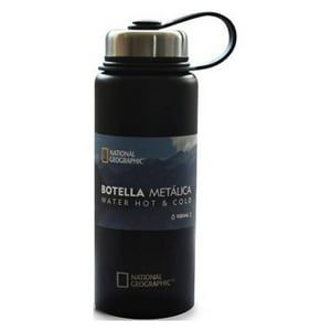 National Geographic - Botella 900Ml Y Tapa Metálica Negro