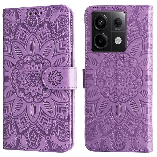 Funda tipo cartera FOXDOCK para Xiaomi Redmi Note 13 Pro 5G , diseño girasol en relieve, cuero PU, cierre magnético, soporte y tarjetero