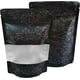 thumbnail image 1 of Paquete de 50 bolsas de Mylar con olor a olor, 5 x 7 pulgadas, resellables, para almacenar alimentos, con ventana transparente, bolsas de aluminio con base para dulces y refrigerios (hoja negra), 1 of 6