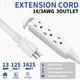 thumbnail image 2 of cismorvex Cable de extensión interior de 4,5 m con tres tomas múltiples de tres clavijas, blanco, 2 of 7