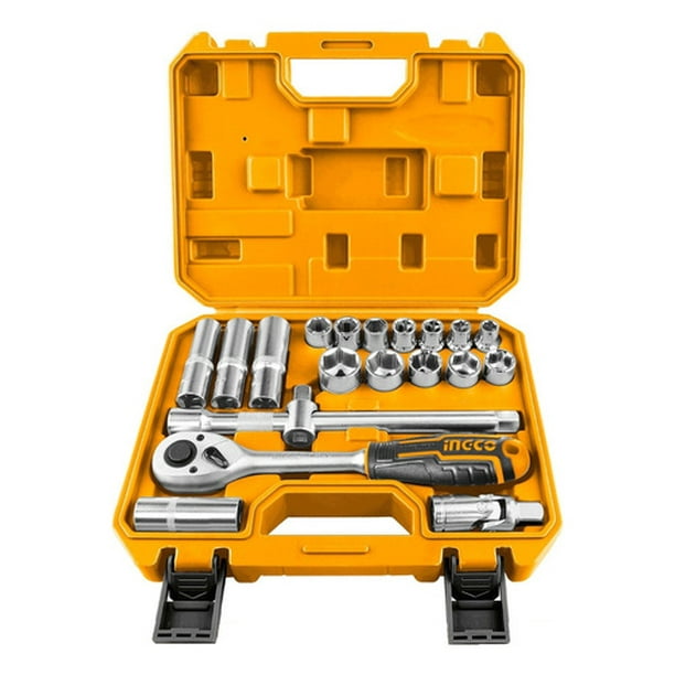 Set Dados Y Chicharra Industrial 20 Piezas 1/2" Ingco Ss Hkts12201