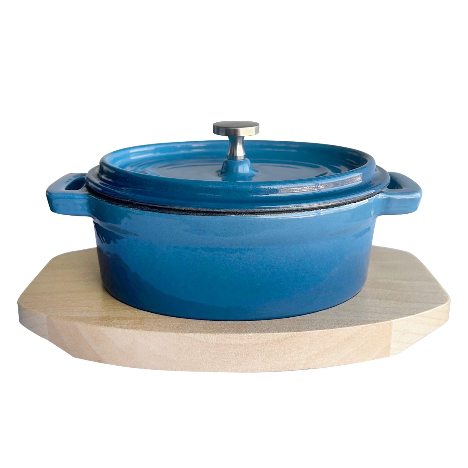 Briva Iron - Mini Olla Hierro Enlozado Ovalada Azul 15.5x9.2x4.8 Cm