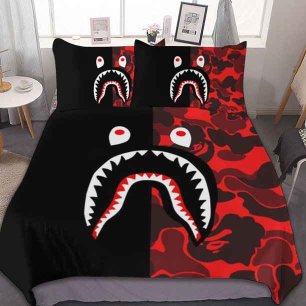 Bape Shark Camo Bape Shark Camo 3-Piece Bedding Set Warm And Comfortable Soft Duvet Cover Bed Set for Boys Girls Kids Adult Bedroom All Season