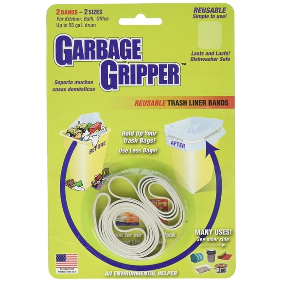 Bandas reutilizables Garbage Gripper para sujetar bolsas de basura, paquete de 2