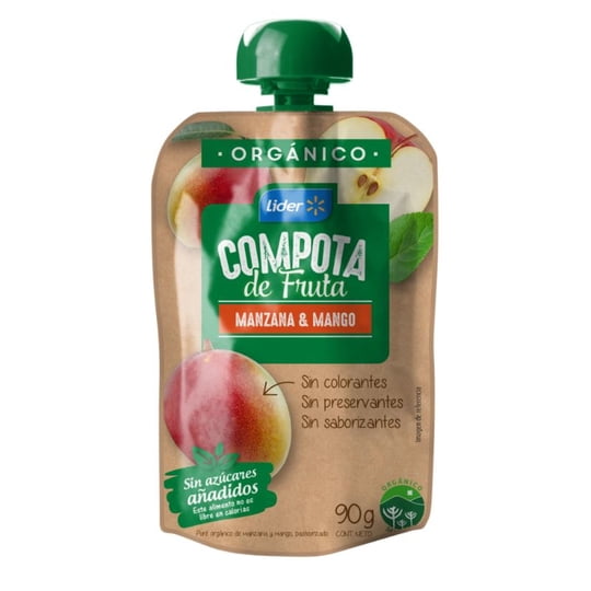Compota Orgánica De Mango Y Manzana 90 g Lider