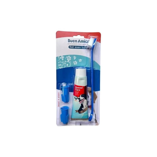 Buen Amiga. - Set Bucal Para Mascotas: Cepillo, Crema Dental Y Dedal