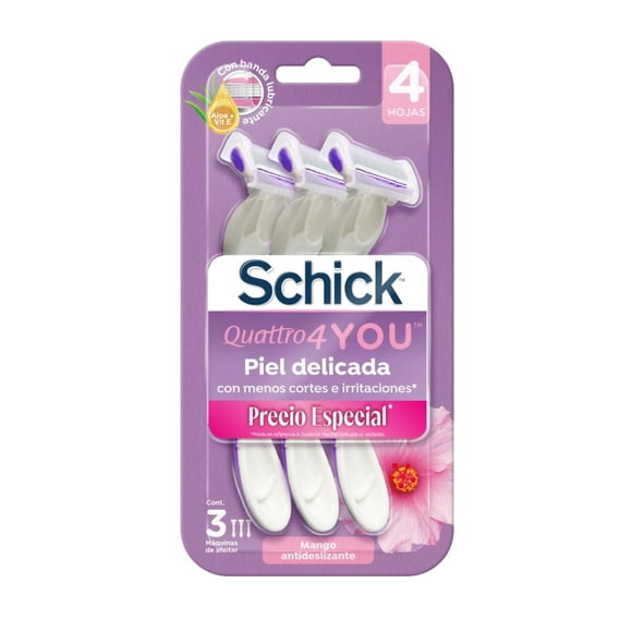 Máquina de Afeitar Mujer 4 Hojas Blistec, 3 Un