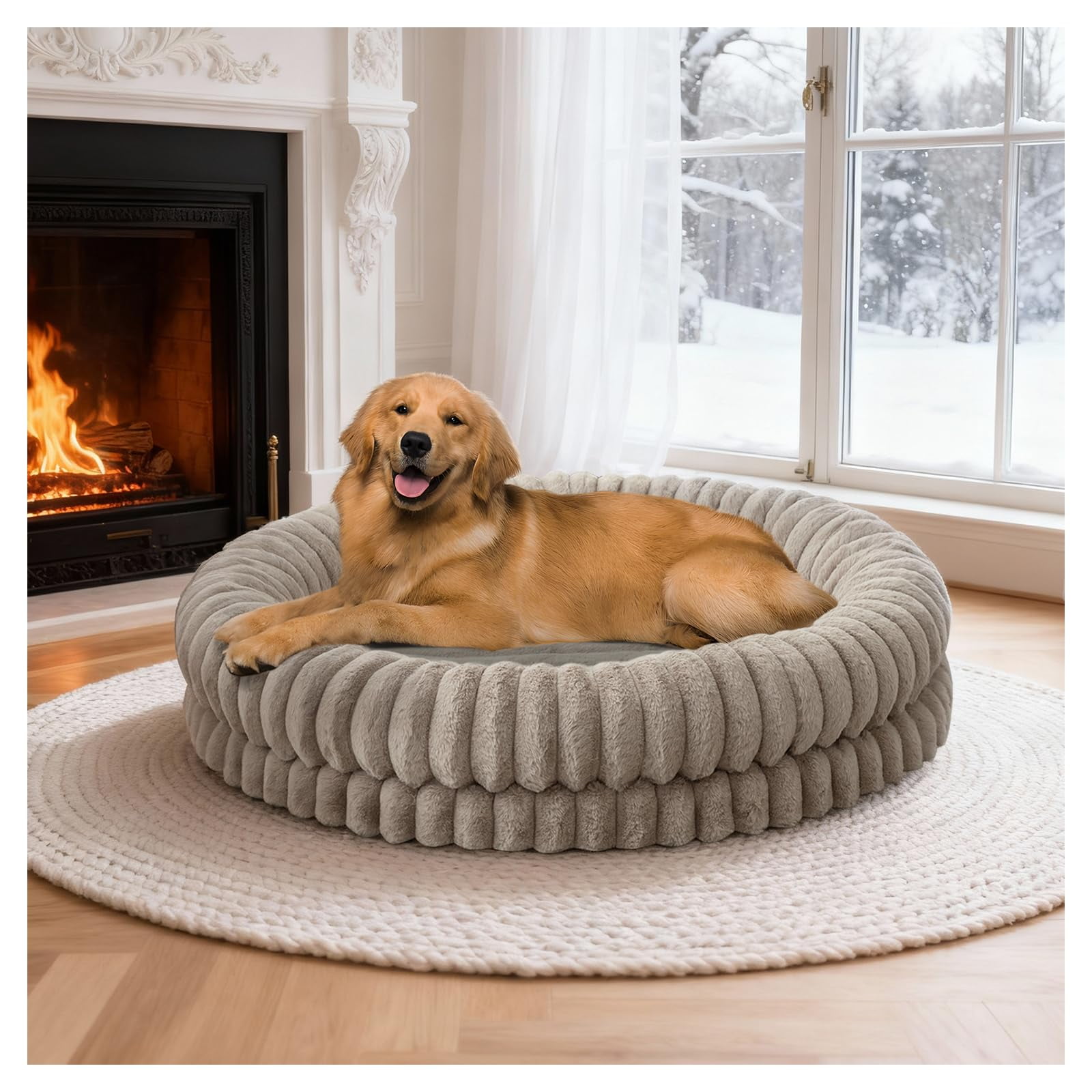 Cama Para Perros Balance Luxury Donut, 110 Cm, Redonda, Ortopédica, Avena