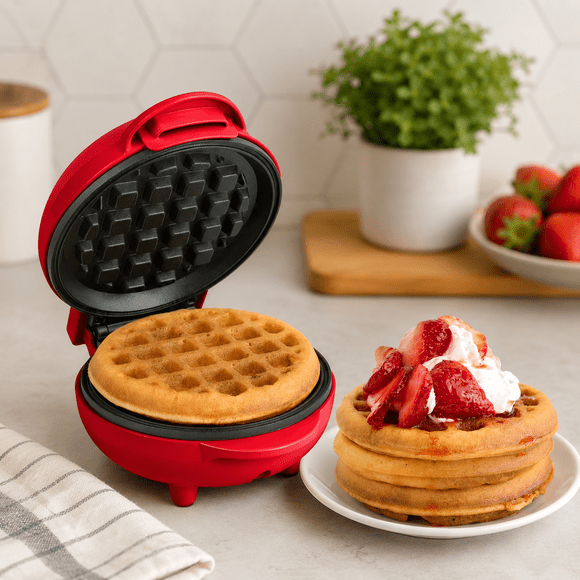 Waflera Eléctrica Compacta 350W Antiadherente con Luz Cocina
