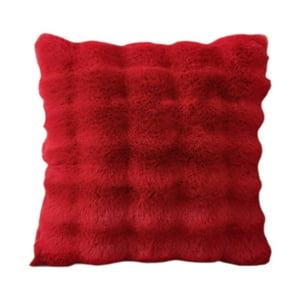 Genérico - Funda De Cojín De Felpa, Cómoda Funda De Almohada Para Cama, Sofá, Sala De Estar, Color Rojo