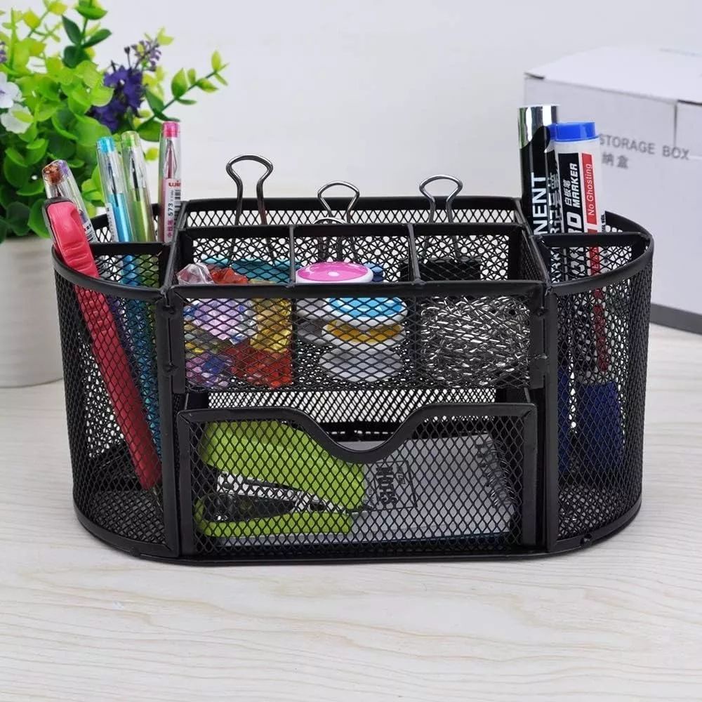 Shop E-Home - Organizador De Escritorio Negro Con 9 Compartimentos Útiles