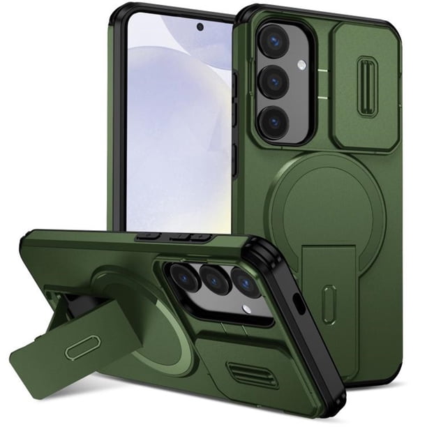 Funda para Samsung Galaxy S24+ 5G / S25+ 5G 6.7" con Soporte Plegable Invisible, Carga Inalámbrica Magnética MagSafe, Carcasa Deslizante para Cámara, Funda Protectora Resistente a Golpes y Caídas, Ve