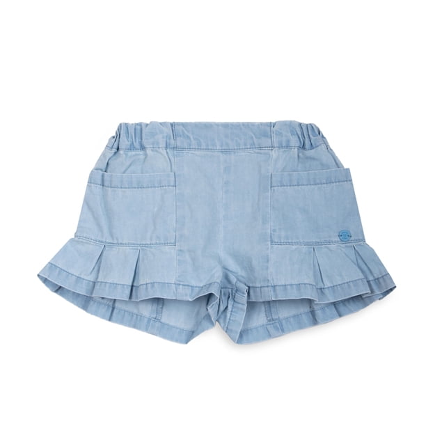 Short Bebé Niña Bolsillos Cintura Elasticada Celeste Pillin