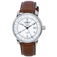 Reloj Zeppelin 100 Jahre Gmt Leather Strap Silver Dial Automatic 86661 Men'S Watch