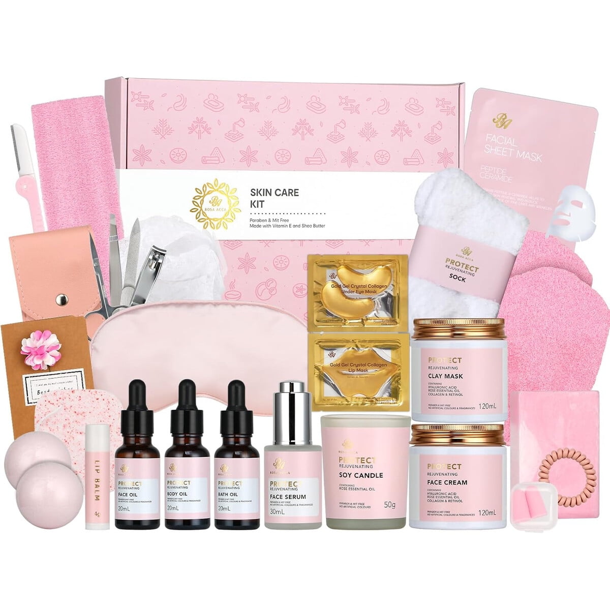 Set Spa Rarosaacca 30 Piezas Cuidado Facial Y Corporal Rosa