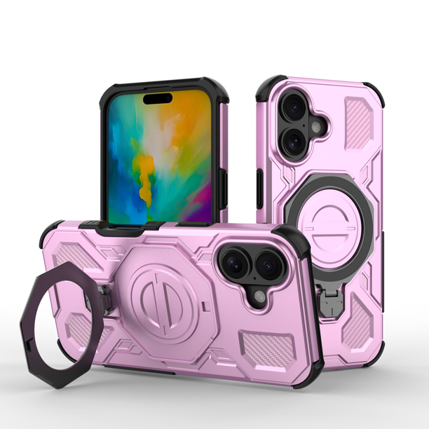 Funda FOXDOCK para iPhone 16 , magnética, ligera, soporte 360°, antigolpes