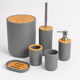 thumbnail image 3 of Set de Baño 6 Piezas Moderno Gris con Bambú Incluye Basurero y Dispensador, 3 of 8