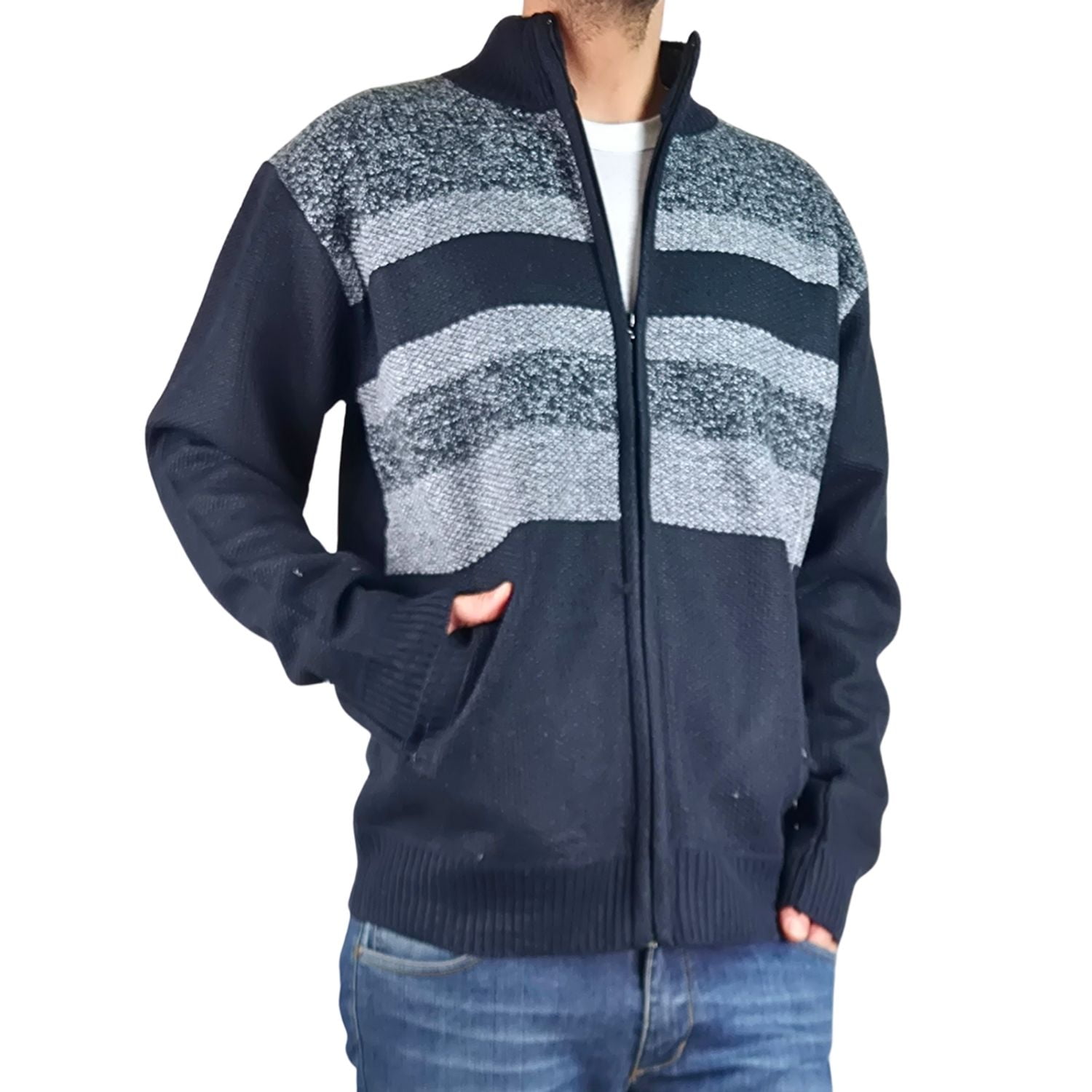 Likeshop - Chaleco Sweater Frisado Hombre Cuello Alto Cierre 2113