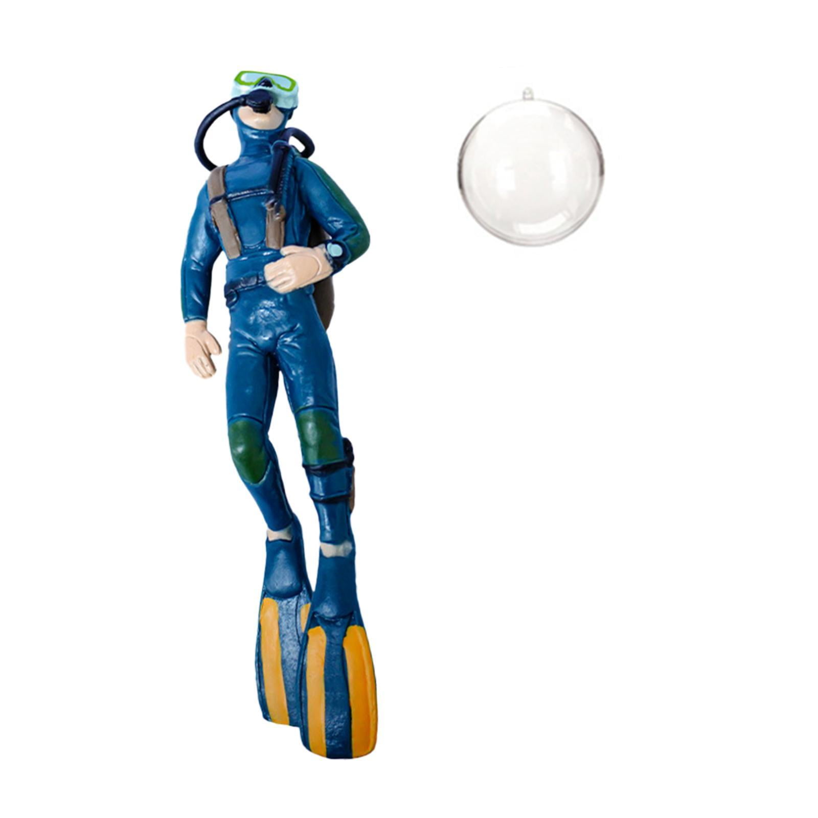 Figura De Buzo En Miniatura, Decoración Para Acuarios, Fiestas, Color Azul, 3,5 X 3,2 X 12,2 Cm