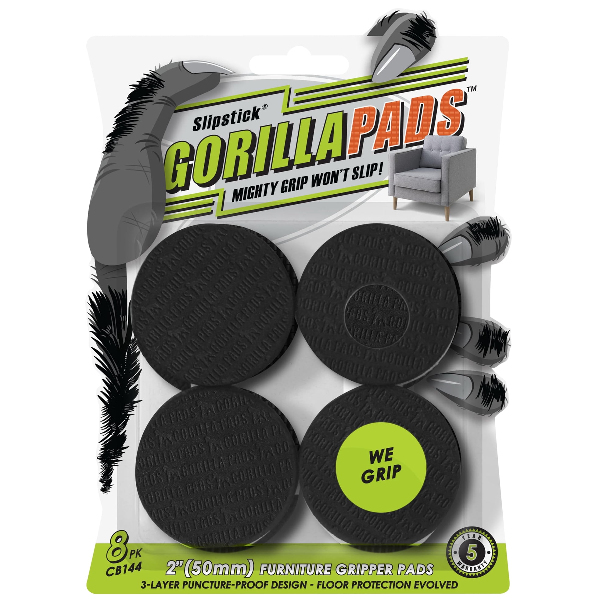 Slipstick - Almohadillas Antideslizantes Gorillapads Cb144 Para Muebles (juego De 8)