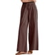 thumbnail image 2 of INSPIRE CHIC Pantalones Casuales de Mujer con Cordón a Rayas, Pierna Ancha, Cintura Alta, Algodón Suelto, Marrón Talla L, 2 of 6