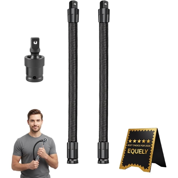 Barra extensión flexible 1/2" 25cm alargador carraca plegable espacios estrechos