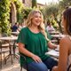 thumbnail image 3 of Agnes Orinda Blusa de Chifón para Mujer Talla Grande Camisa de Doble Capa Cuello Redondo Mangas Cortas con Volantes Tops Casual de Trabajo 1X Verde Oscuro, 3 of 8