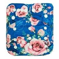 Pequelandia - Pañal De Tela Lavable - Rosas Fondo Azul