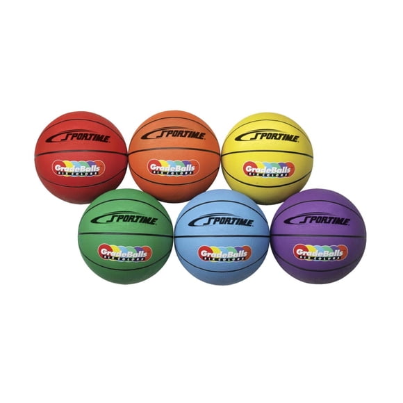 Minibaloncesto Sportime Gradeball de goma de 11 cm, juego de 6