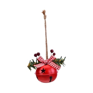 Magideal - Campana De Navidad Campanas De Metal De Navidad Decoración Colgante De Navidad Encantadora Hecha A Mano Con Lazo Para La Puerta Del Hogar Festivales Campana Redonda Roja