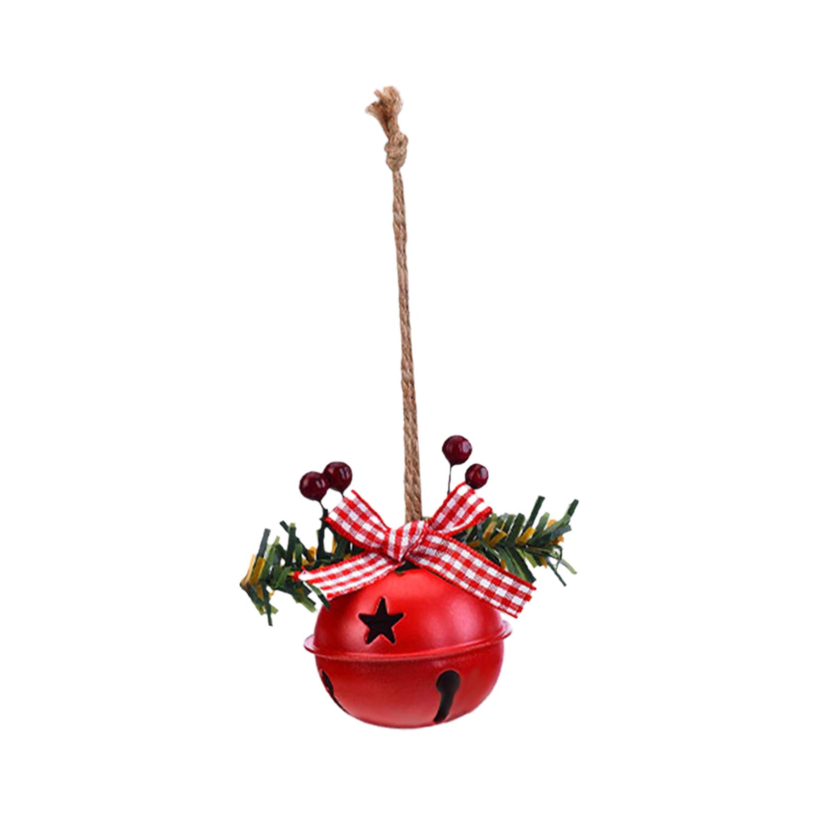 Magideal - Campana De Navidad Campanas De Metal De Navidad Decoración Colgante De Navidad Encantadora Hecha A Mano Con Lazo Para La Puerta Del Hogar Festivales Campana Redonda Roja