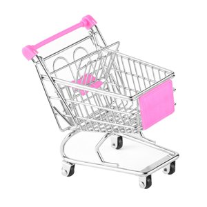 Bothyi - Mini Carrito De Compras De Supermercado, Carrito De Mano De Metal, Juguete Decorativo, Organizador De Escritorio, Color Rosa Y Rojo