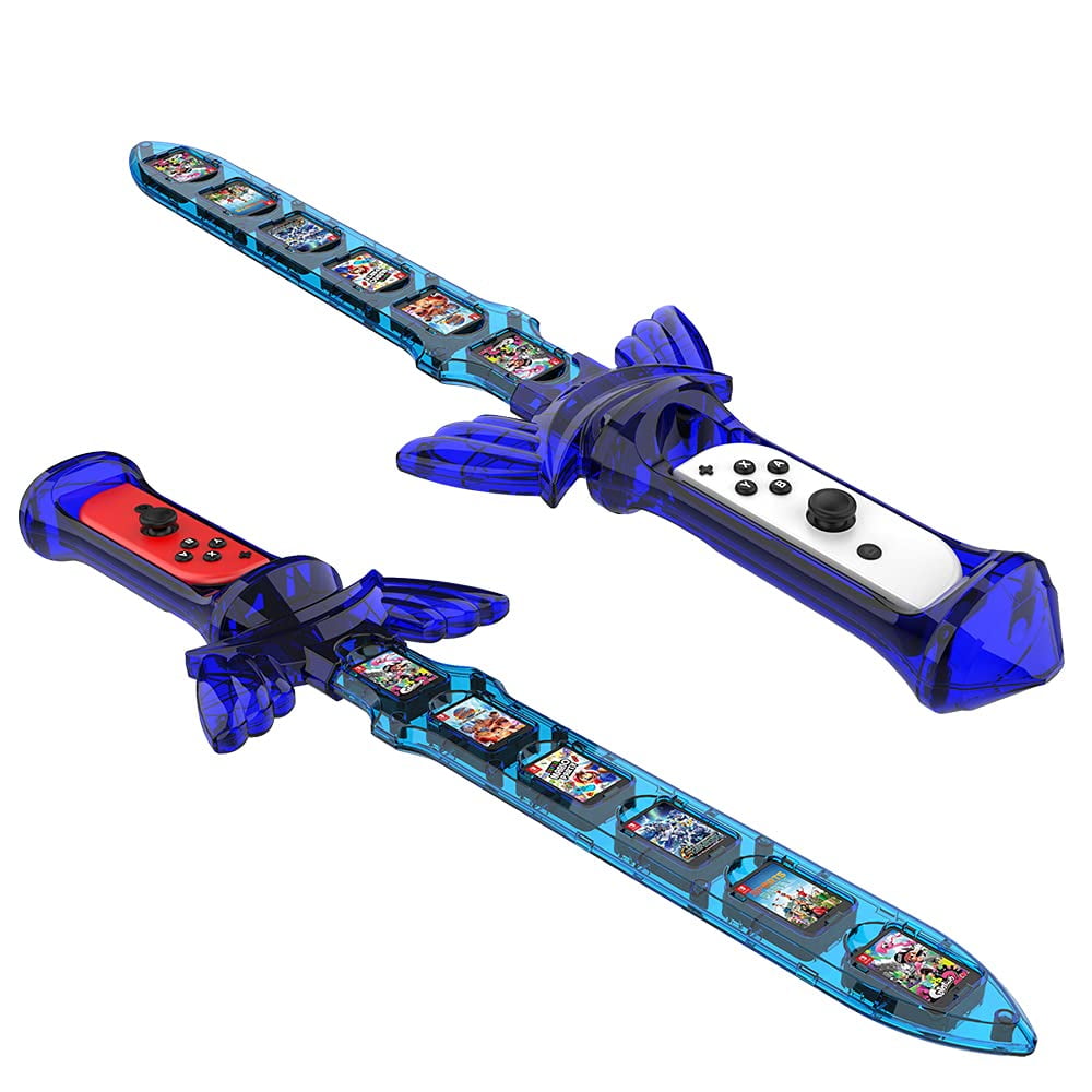 Genérico - Accesorios Deportivos Switch: Game Sword Para Chambara, Tears Of The Kingdom Y Skyward Sword Hd - Compatible Con Nintendo Switch, Incluye 12 Ranuras Para Tarjetas De Juego.-azul