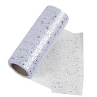 Magideal - Tul Con Lentejuelas Brillantes, 30 Yardas, Novedad, Ancho Versátil, Cinta De Malla De 6 "", Tela De Tul Para Decoración De Fiestas, Envoltura De Guirna Blanco