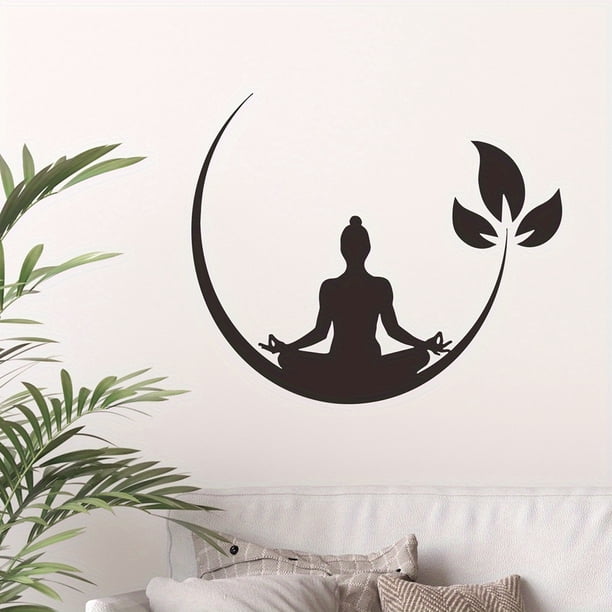 1pc, Waterproof Wall Decals, Self-adhesive Yoga Pattern Removable Wall Stickers, DIY Art Mural Decal, Home Decor, Room Decor, Wall Decoration, Wall Sticker For Bedroom Living Room Laundry Room, Nurser