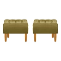 Bodevir - Set Pouf Wood 1C Felpa 04 Verde Musgo