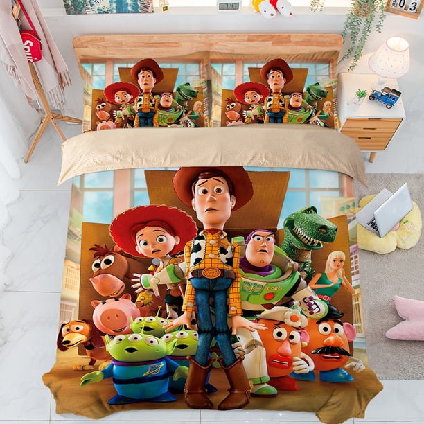 x494 Bed SheetsToy Story Bedding Set,Cartoon Toy Story Quilt Cover,Anime Duvet Cover Children's gifts, Buzz Lightyear Gifts 3-Piece Bedding Set (1 Duvet Cover + 2 Pillow Shams) nj494