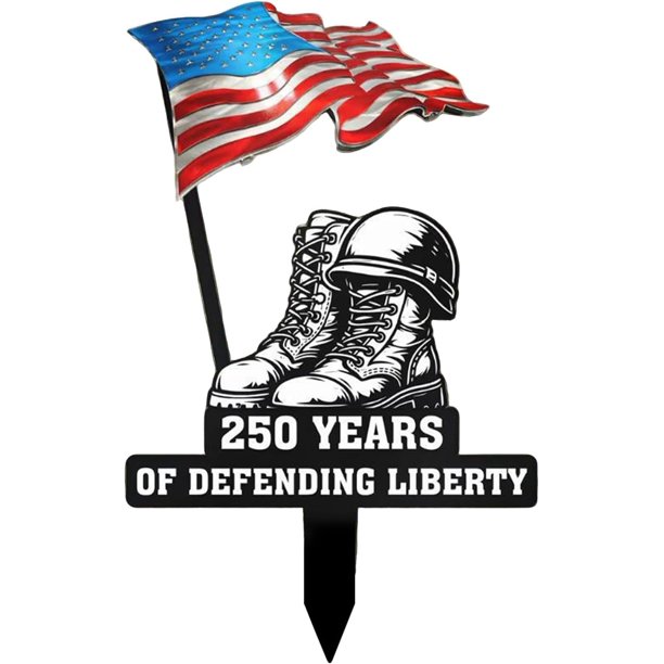 Estaca jardín metal 250 años defendiendo hierro patriótica decoración 4 julio